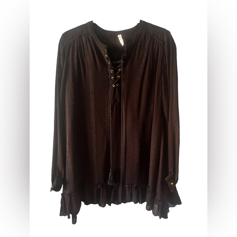 RAGA Black Lace-Up Blouse